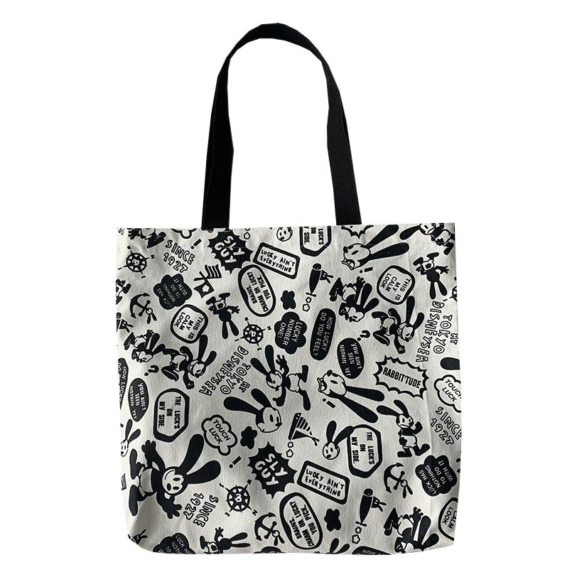 Bolsa de gran capacidad nueva moda red oso rojo graffiti bolsa de lona bolso de hombro de las mujeres bolsa de compras ins