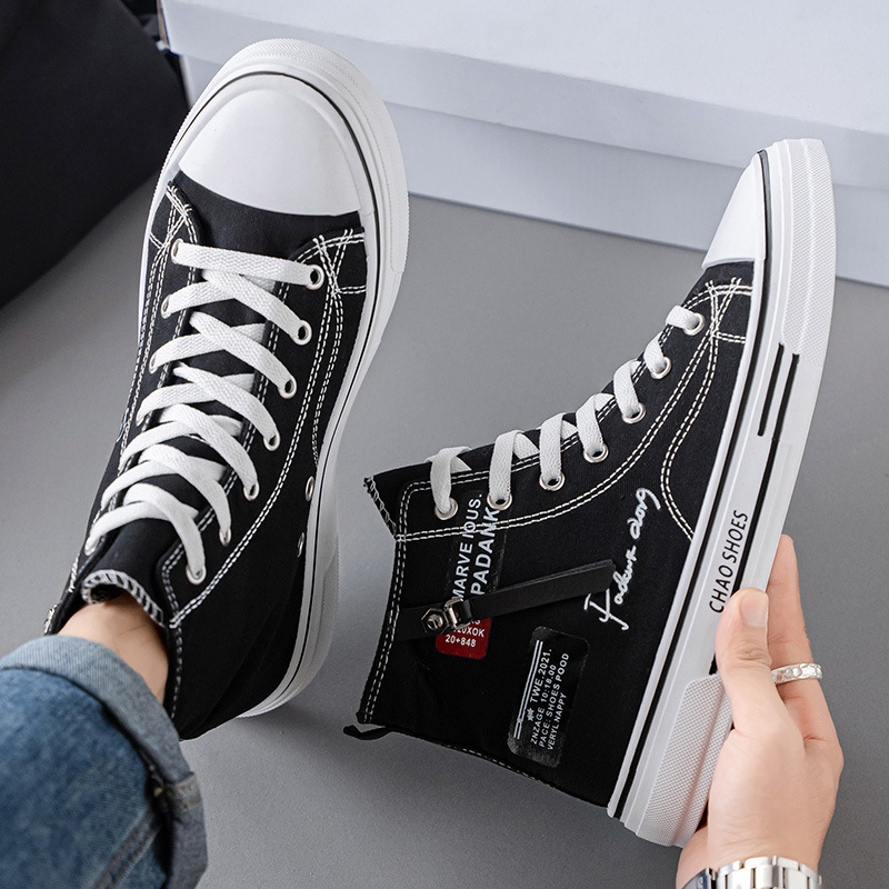 Cloth Shoes Men's 2025 New Summer Black Sports Versatile Casual Canvas Shoes Men's Spring and Autumn High-Top Skateboard Shoes