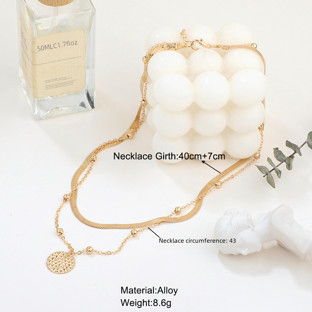 Jednostavna ogrlica s privjeskom i uzorkom čekića u hladnom stilu, nišni dizajn, vuneni lanac, zmijski lanac, dvostruki sloj, privjesak_voghion.com