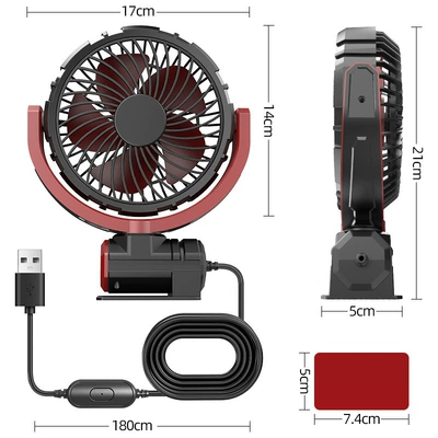 Summer New Model Car-Mounted Digər kiçik elektrik cihazlar - black-and-redusb-socket-single-head-fan