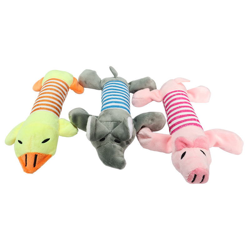 Pet dog Cat plush cartoon embroidery bite-resistant decompression duck pig elephant cute sound toy supplies Pet dog Cat plush cartoon embroidery bite-resistant decompression duck pig elephant cute sound toy supplies
