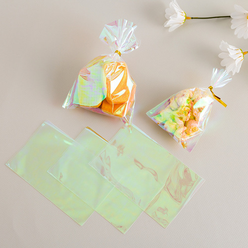 Cross-border new colorful baking packaging bags, colorful flat pockets, candy and biscuit food packaging bags, 100 pieces/piece