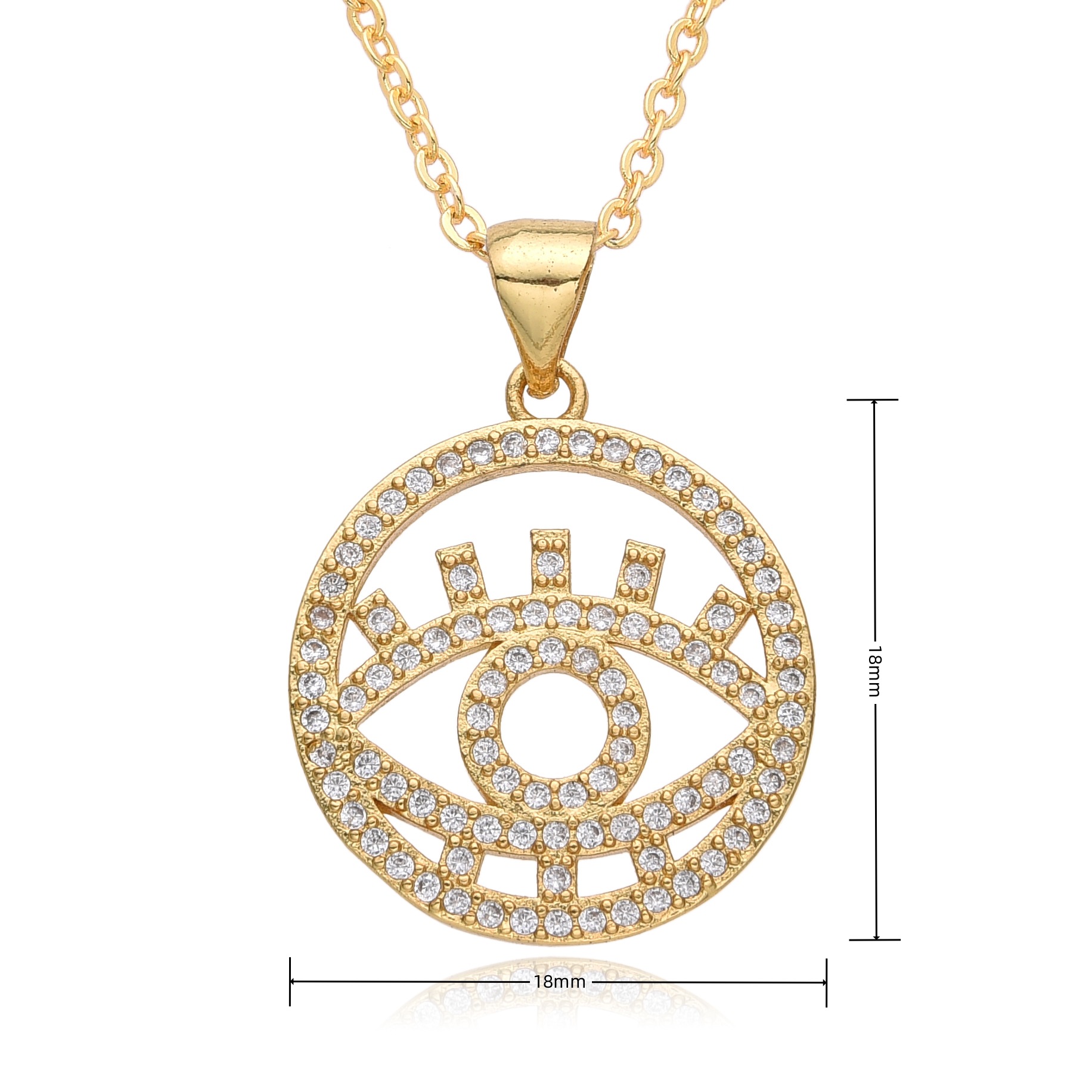 14g Weight Copper Pendant Material Zircon Inlay Material Pendant Necklace Classification Copper Chain Material cable chain Chain Type 1 Piece Quantity Holiday, Daily Occasion Copper Material Eye Pattern Women's Gender Inlay Design Shiny, IG Style Style Copper Inlay Eye Zircon Pendant Necklace 15