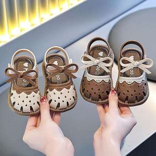 Baby Princess Shoes Summer Girls Breathable Toe-Cap Sandals Soft Sole Non-Slip Baby Rubber Shoes Step Shoes Children's Cut Out
