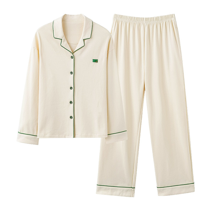 Pijamas de algodón para mujer Otoño Nueva solapa de manga larga ropa para el hogar cómodo más tamaño ropa para el hogar traje ropa exterior pijamas de algodón