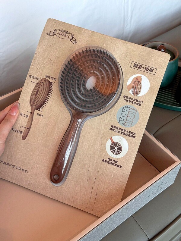 韓国 Yao ホームマッサージふわふわポータブルスタイリングヘアスムージング中空猪毛コーム理髪コームマッサージコームメンテナンス|undefined