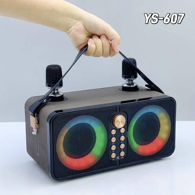 YS-607 新しいマイクポータブル Bluetooth スピーカー屋外 KTV ロックサブウーファーホームデュアルマイクオーディオ|undefined