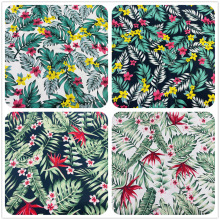 热带兩林植物印花 全棉弹力斜纹印花布 服装衬衣连衣裙帽子面料