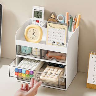 Stationery Storage Box Desktop Drawer Cabinet Pen Holder Cute Student Kidsren's Hair Accessories Hairpin Guka Tape Hand Account Box