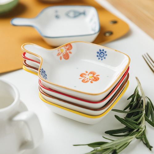 Creative cartoon household ceramic seasoning dish, soy sauce dish, dipping snack dish, small dish, vinegar dish, sauce dish, small dish