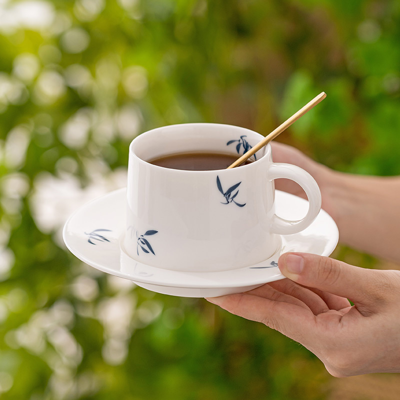 Factory hand-painted orchid coffee cup ceramic high color value cup exquisite suet jade afternoon tea tableware cup saucer suit
