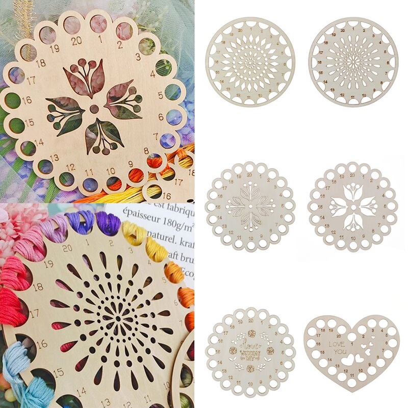 1PCs wooden embroidery floss organizer wooden portable cross stitch yarn organizer organizing tool
