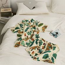 夏季睡衣女老虎印花纯棉纱布夏天宽松可爱短袖薄款家居服可外穿