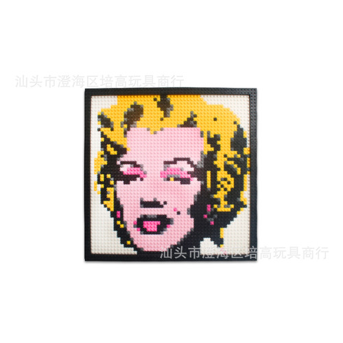 兼容乐高积木小颗粒卡通动漫像素装饰画拼装解压益智玩具批发跨境