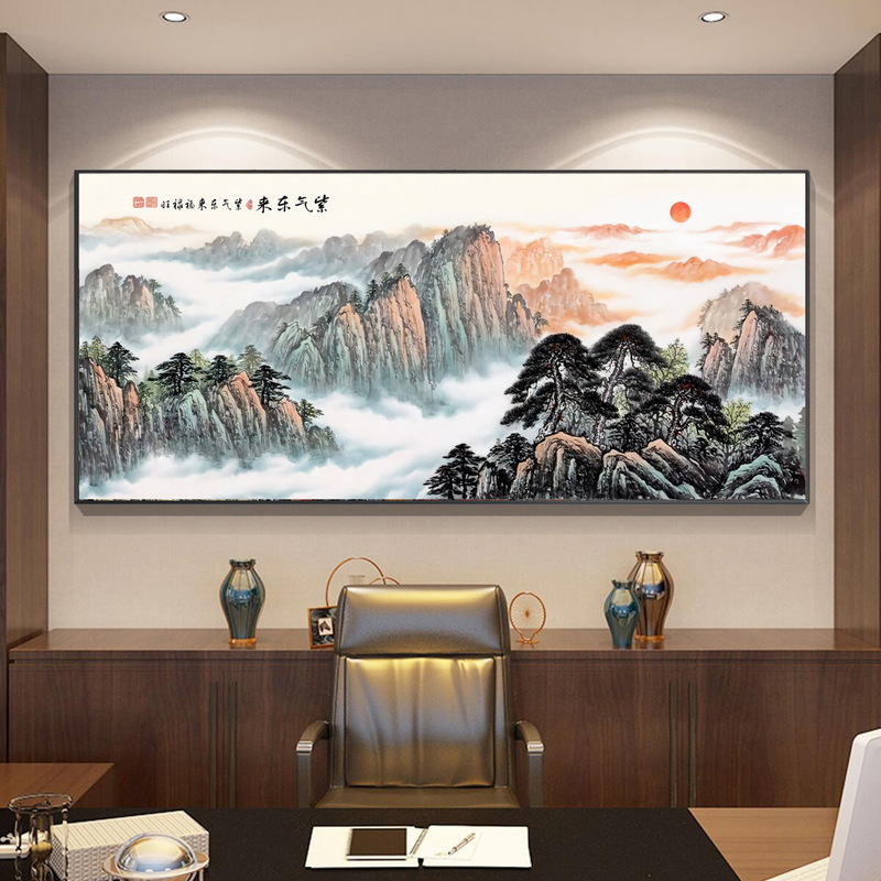 聚宝盆画国画办公室字画中式装饰风景山水客厅挂画沙发背景墙壁画|undefined
