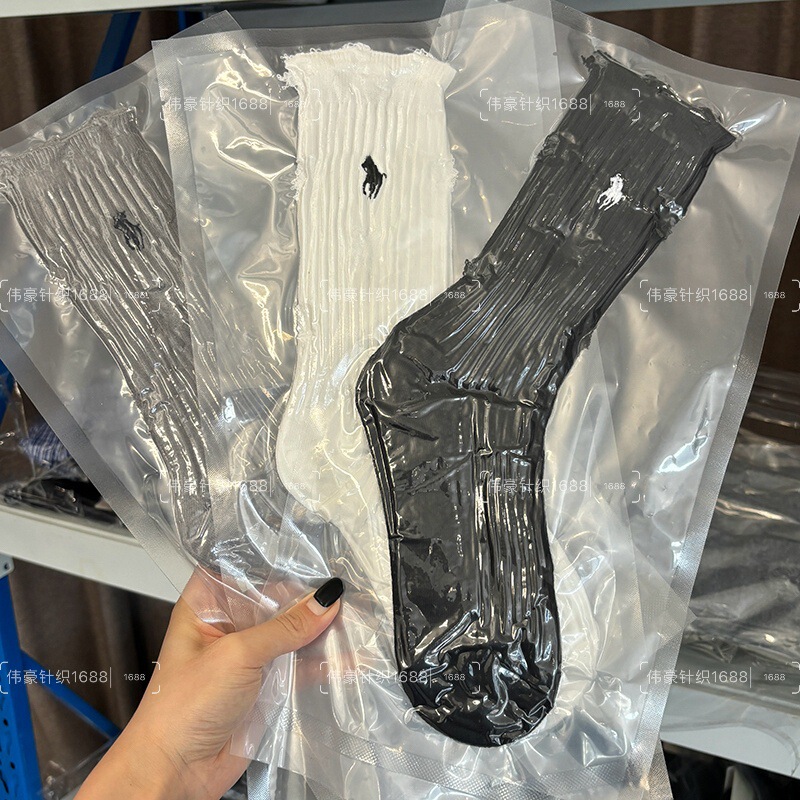 European New Style Vacuum-Packed Embroidered Hole Mid-Calf Socks Niche Trendy Designer Outerwear Thick Line Long Socks European New Style Vacuum-Packed Embroidered Hole Mid-Calf Socks Niche Trendy Designer Outerwear Thick Line Long Socks