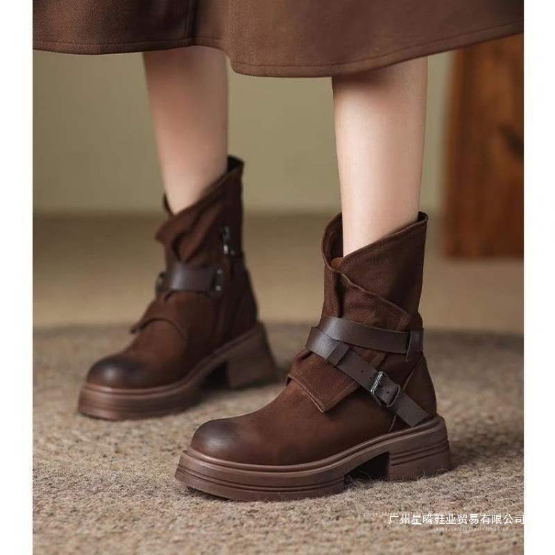 秋季新款马丁靴厚底潮鞋2025百搭舒适外穿防滑高档短筒时尚靴子潮