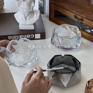 Ins Style Simple Light Luxury Water Chestnut Glass Ashtray Fashionable Home Office High-end Crystal Ashtray