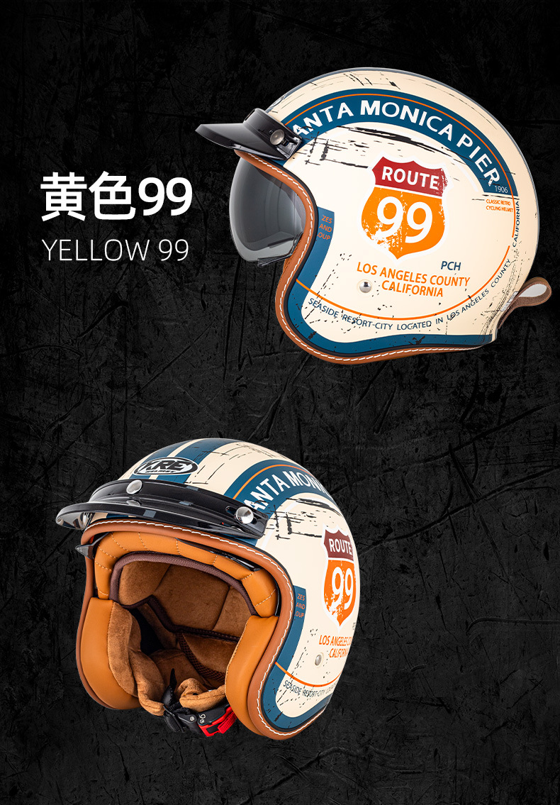 New motorcycle electric car helmet men and women summer helmet 3/4 retro motorcycle safety helmet 3C standard