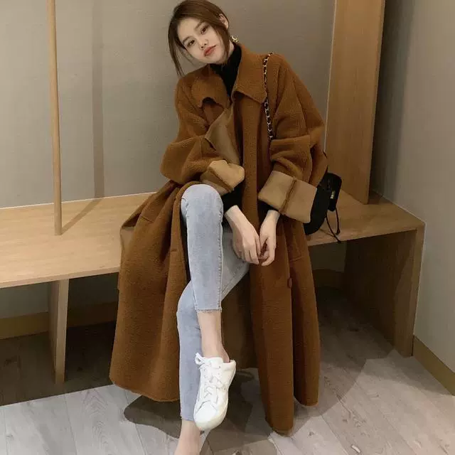 Long winter jacket, retro coat, mid-length, Korean style