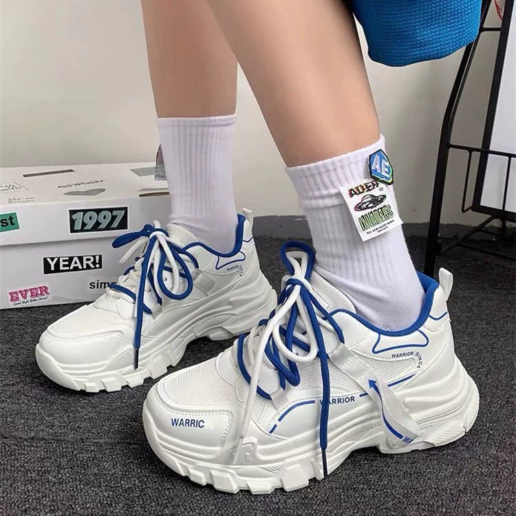 Детские платформенные кеды-слепоны для мужчин? Wait ensure accurate: original is Platform dad sneakers women 2025 spring, PU upper contrasting-color thick sole