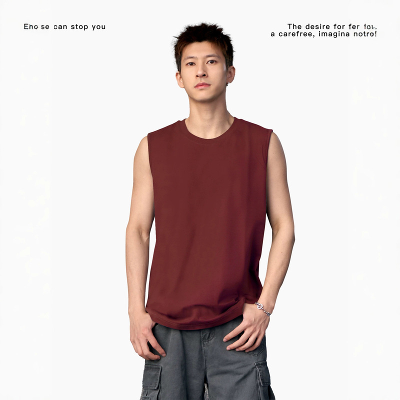 American-Style 220g Pure Cotton Sleeveless Vest for Men, Summer Fitness Sports Vest, Loose and Breathable, Solid Color Vest for Outerwear American-Style 220g Pure Cotton Sleeveless Vest for Men, Summer Fitness Sports Vest, Loose and Breathable, Solid Color Vest for Outerwear