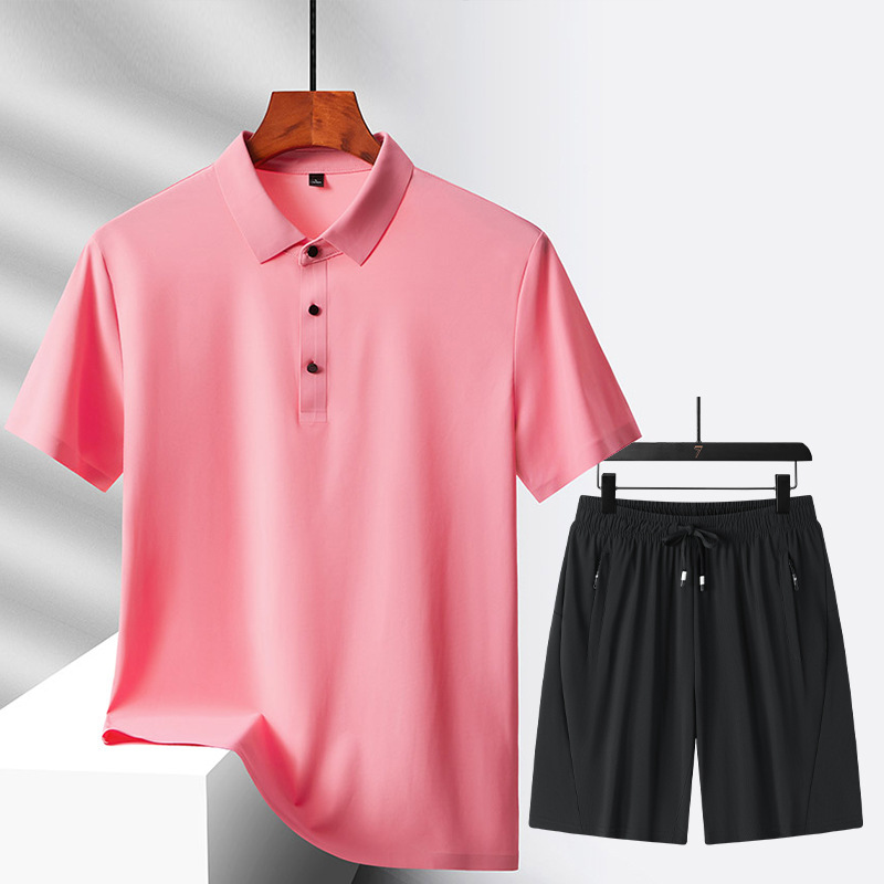 Nuevo traje de ocio deportivo, traje de ocio de hielo multicolor opcional, pantalones cortos de polo, un juego de color sólido para hombres y mujeres