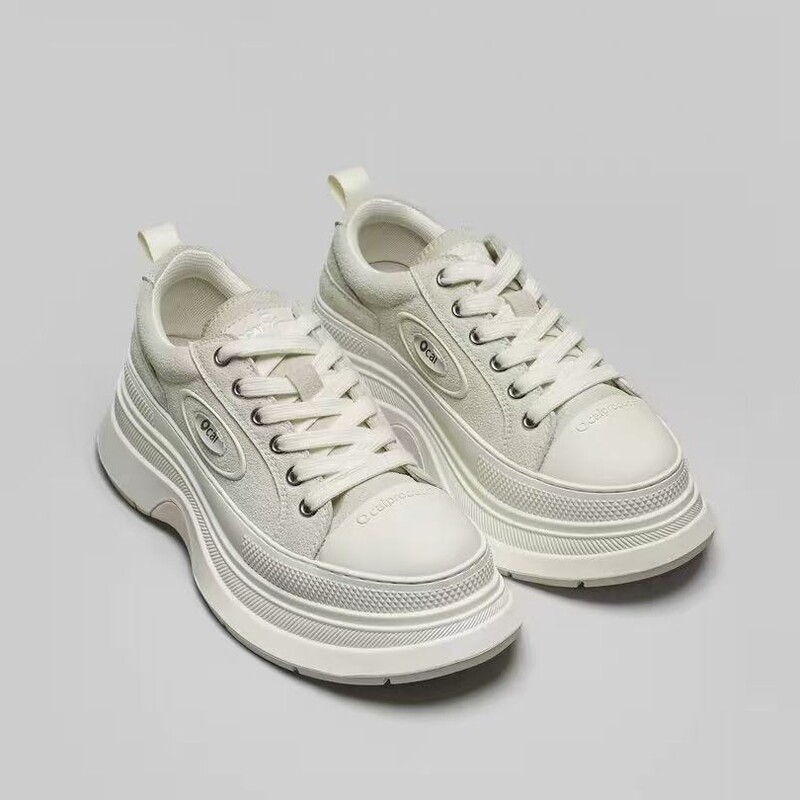 Oucai Left Bank Gray Thick-Soled Height-Increasing Canvas Shoes, Retro High-End Style Fringed Casual Shoes for Women, Sports Student Shoes for Women Oucai Left Bank Gray Thick-Soled Height-Increasing Canvas Shoes, Retro High-End Style Fringed Casual Shoes for Women, Sports Student Shoes for Women