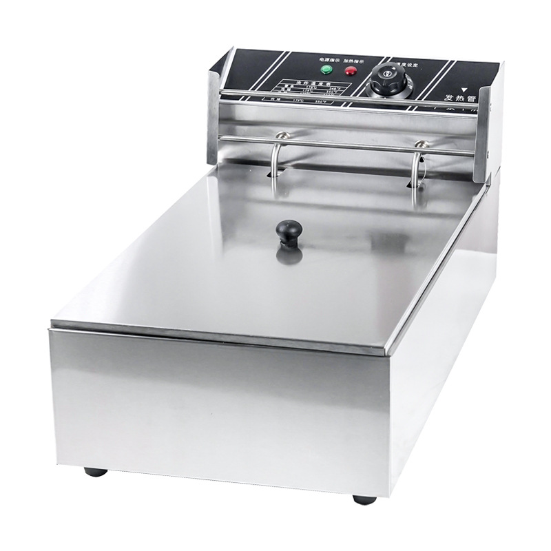Freidora eléctrica freidora eléctrica comercial freír gran capacidad 6 litros 12L brochetas comerciales máquina filete de pollo papas fritas buñuelos puestos