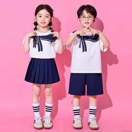 儿童啦啦队演出服幼儿园海军风六一表演服小学生运动会开幕式服装