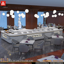 石英石自助餐台装饰设计 自助餐厅取餐台设计尺寸图  布菲台高度