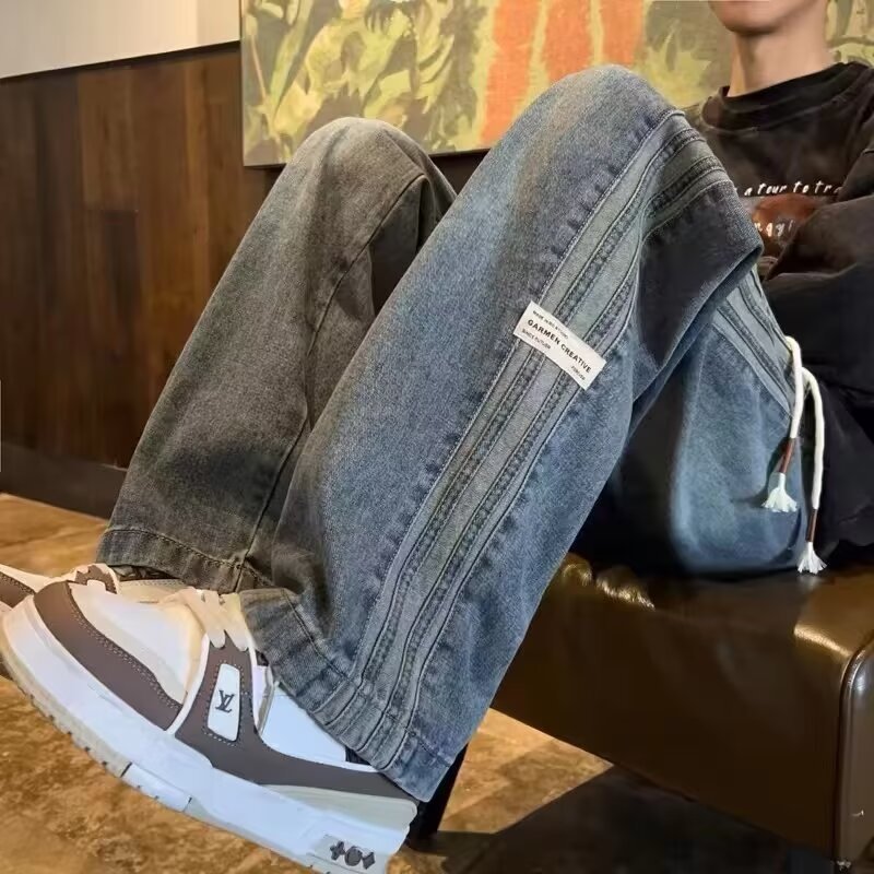 Side-Striped Jeans Spring/Summer New Men's High-End Straight-Leg American Versatile Casual Pants