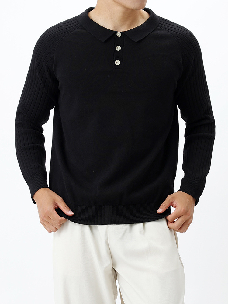 La vieja ropa de hombre suéter de alta sensación camiseta de punto hombre de negocios casual con solapa de manga larga camiseta polo de hombre