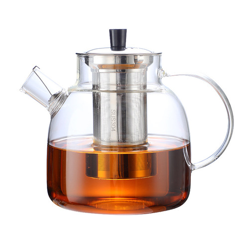 Glass Cold Water Kettle Set: Fire-Heatable, Large-Capacity, Filtered, Thickened Design—Perfect for Cold Water, Juices, or Tea-Making, Complete with a Bamboo Lid