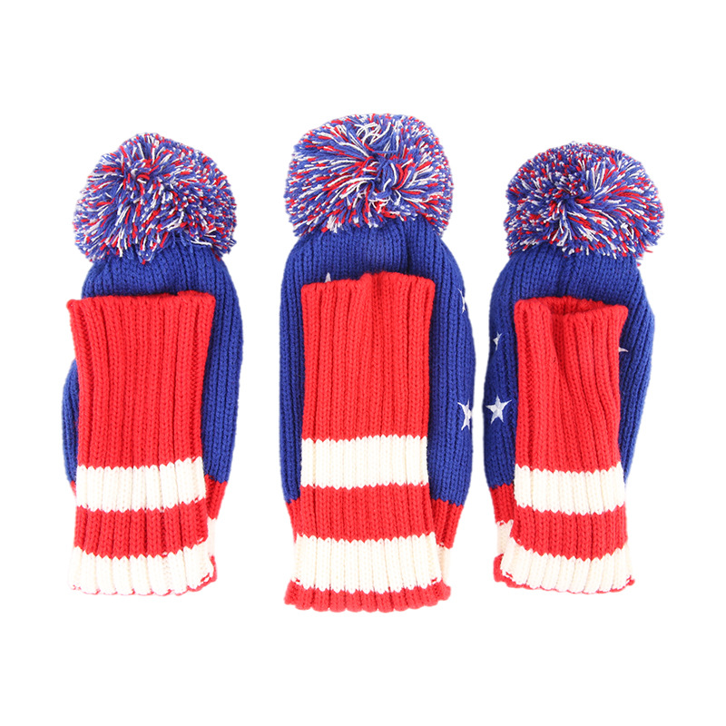 Cubierta de poste de madera de golf de punto 135 de tres piezas de lana engrosada cubierta protectora transfronteriza Venta caliente