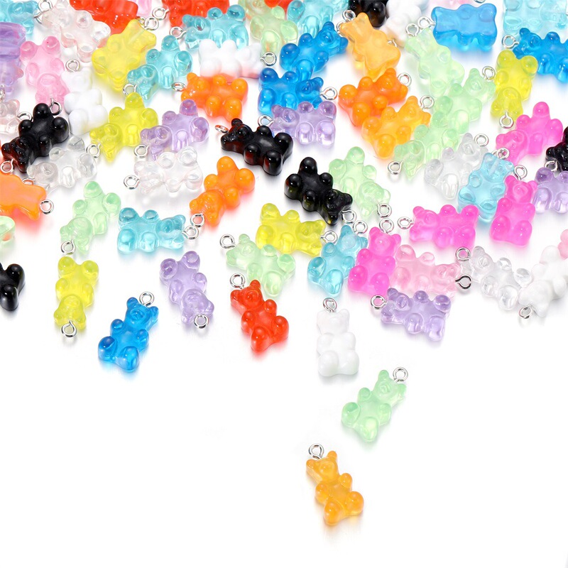 Amazon Hot Cartoon Bear Pendant with Sheep's Eyes Candy Color Handmade DIY Accessories Earrings Pendant