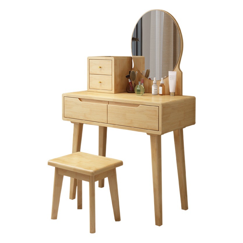 Armario de almacenamiento de dormitorio de tocador de madera maciza nórdico integrado moderno simple luz de lujo Red roja estilo pequeño mini mesa de maquillaje