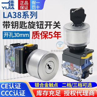 Yijia YJ139-LA38-20Y3 power lock key knob 3-speed switch 30MM 3-speed self-locking 2 normally open