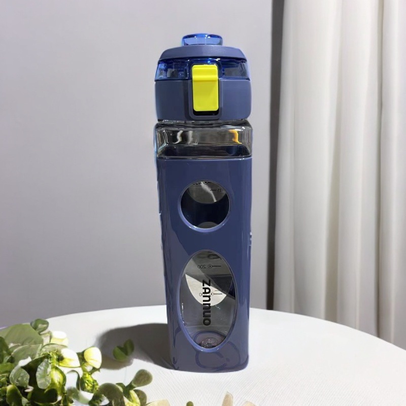 Verano nuevos deportes al aire libre taza de agua de plástico cuadrado fresco simple estudiante portátil pequeña boca taza de agua en stock al por mayor