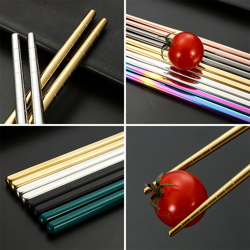 Stainless steel chopsticks, home use anti-slip, commercial use chopsticks, one person one chopstick, home use metal chopsticks, colored public chopsticks, single person set