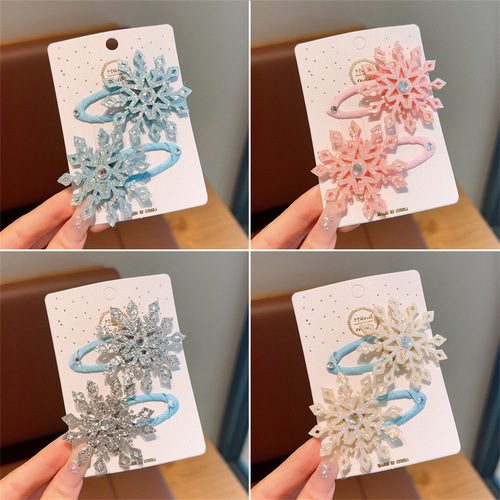 Korean style children's hairpin Elsa Princess hair accessories Frozen snowflake hairpin girls side clip little girl clip