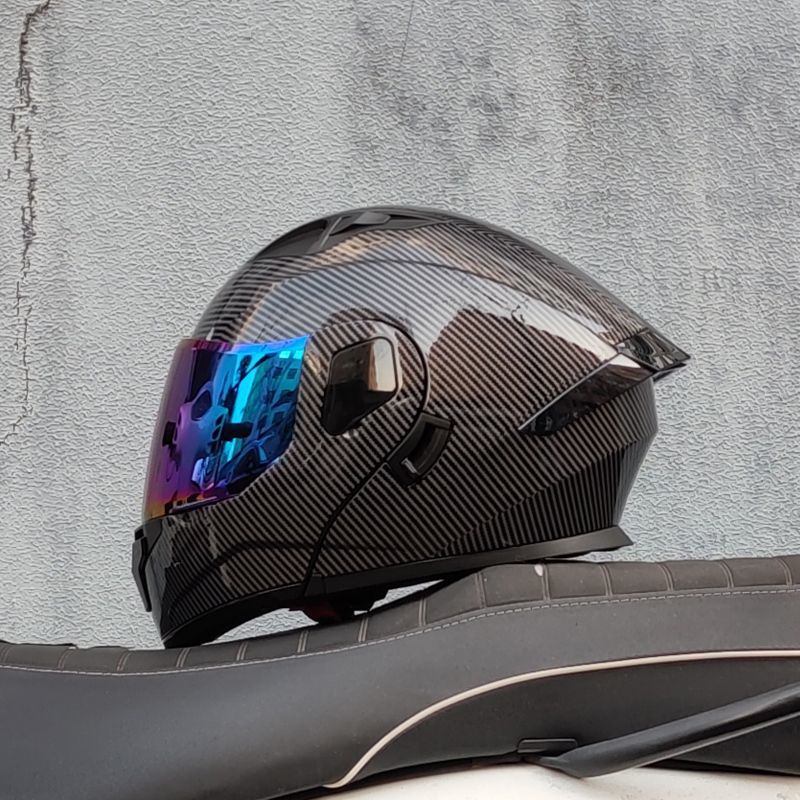 Motocicleta con doble espejo, casco para hombres y mujeres, casco para motocicletas, cuatro estaciones, cola de locomotora, casco Bluetooth, nuevo estándar nacional