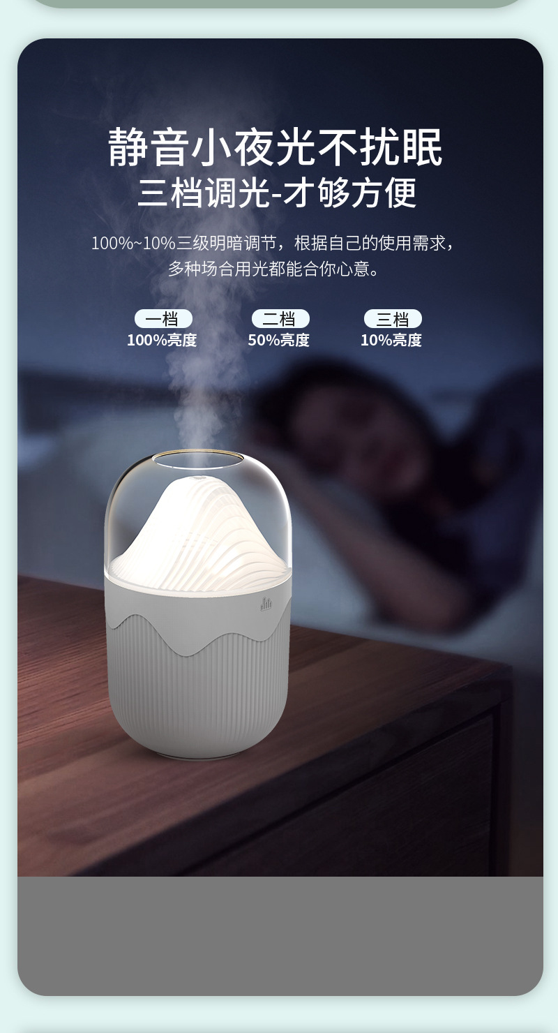 新款静音加湿器家用氛围灯香薰卧室桌面大雾量空气加湿器小型便携详情10