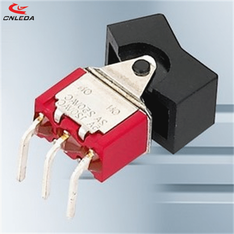 船型钮子开关 RS8-102R3  红色 3脚两档 钮子 弯脚 PCB摇头开关