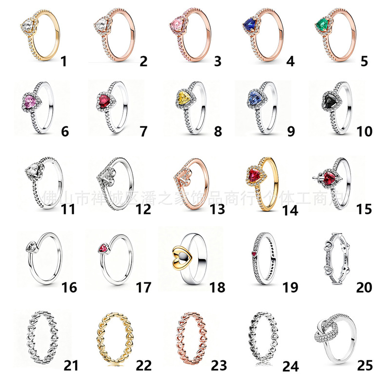 Panzhijia Dora White Copper Silver-Plated Jewelry Accessories Versatile Rings Multi-Color Series Heart-Shaped Romantic Ring Gift Panzhijia Dora White Copper Silver-Plated Jewelry Accessories Versatile Rings Multi-Color Series Heart-Shaped Romantic Ring Gift