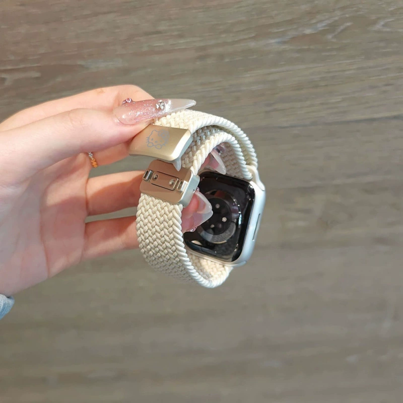 Магнитный спортивный ремешок, совместимый с Apple Watch 9/10, Cat 8, плетёный ремешок для iWatch