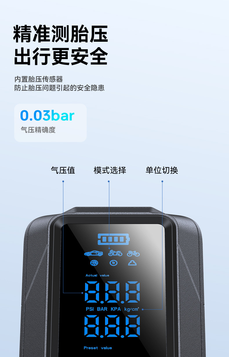 [Pl01] Buwei Car Air Pump Portable Inflator Tire Inflator Pressure Gauge Type Inflator