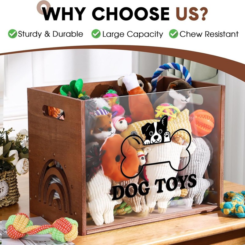 木製犬のおもちゃ収納ボックス大型犬のおもちゃ収納オーガナイザーアクリルペット収納ボックス|undefined