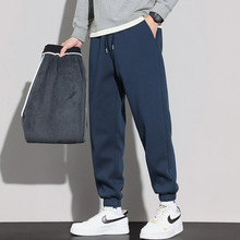 高品质热力绒男士加绒卫裤2025新款一体绒超柔时尚弹力束脚休闲裤