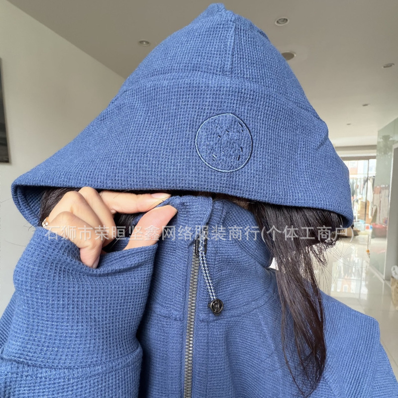 Lulu Waffle-style original scuba zip-up hoodie with full zipper, loose fit, correct version of Lulu jacket Lulu Waffle-style original scuba zip-up hoodie with full zipper, loose fit, correct version of Lulu jacket